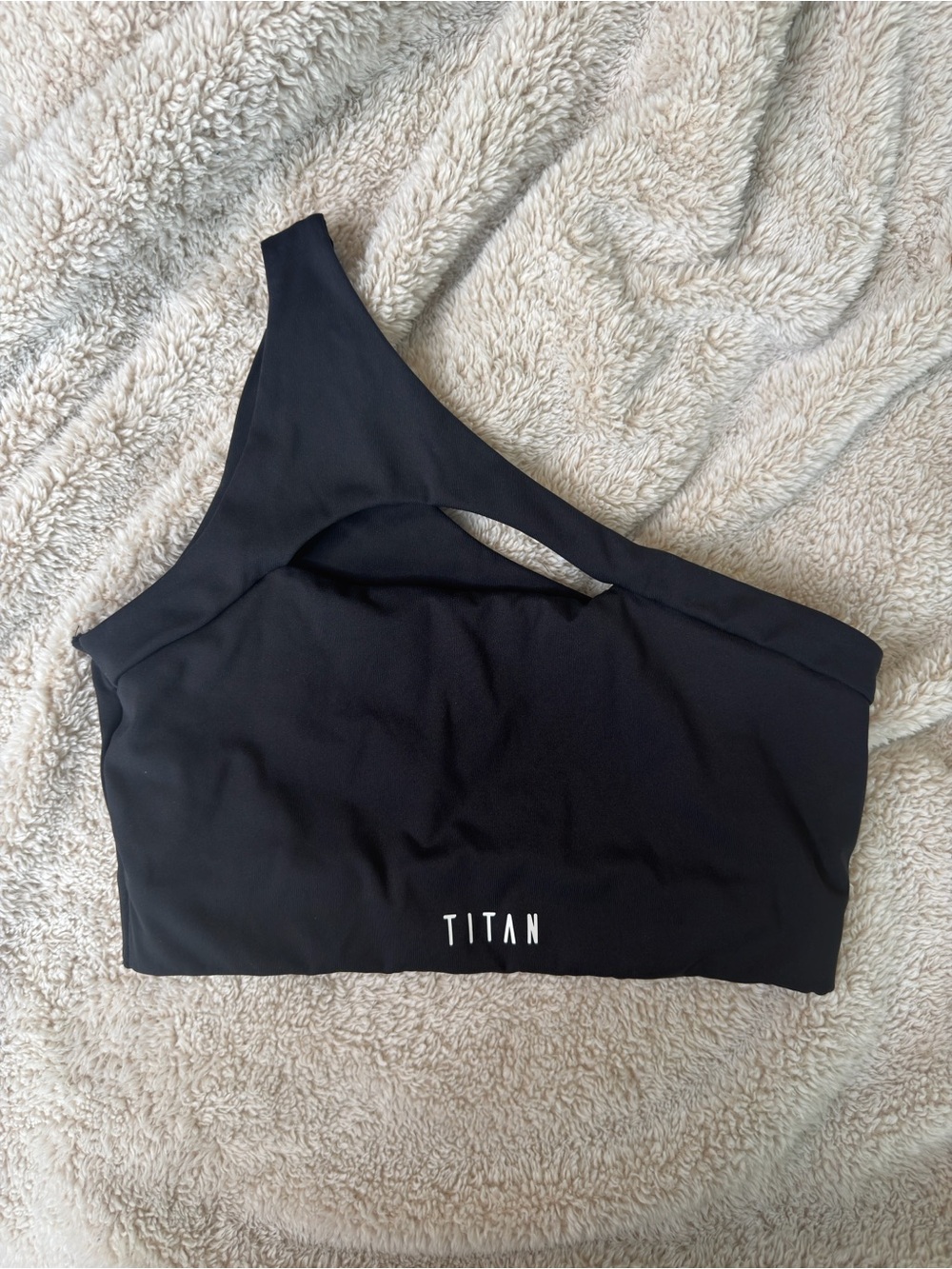 Titan Asymmetrical One-Shoulder Black Sports Bra
